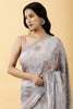 Grey Color Printed Chinon Saree