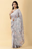 Grey Color Printed Chinon Saree