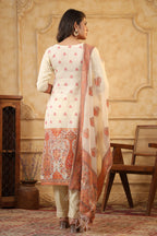 Cream Color Meena-Kaari Woven Chanderi Suit