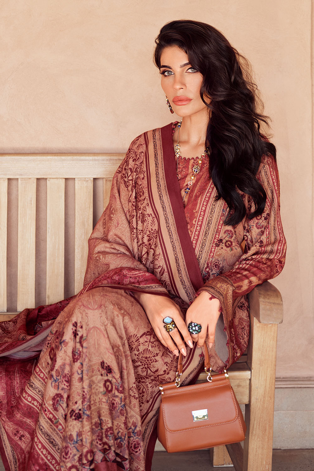 Rust Color Muslin Printed Unstitched Suit Material