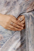 Grey Color Printed Chinon Saree