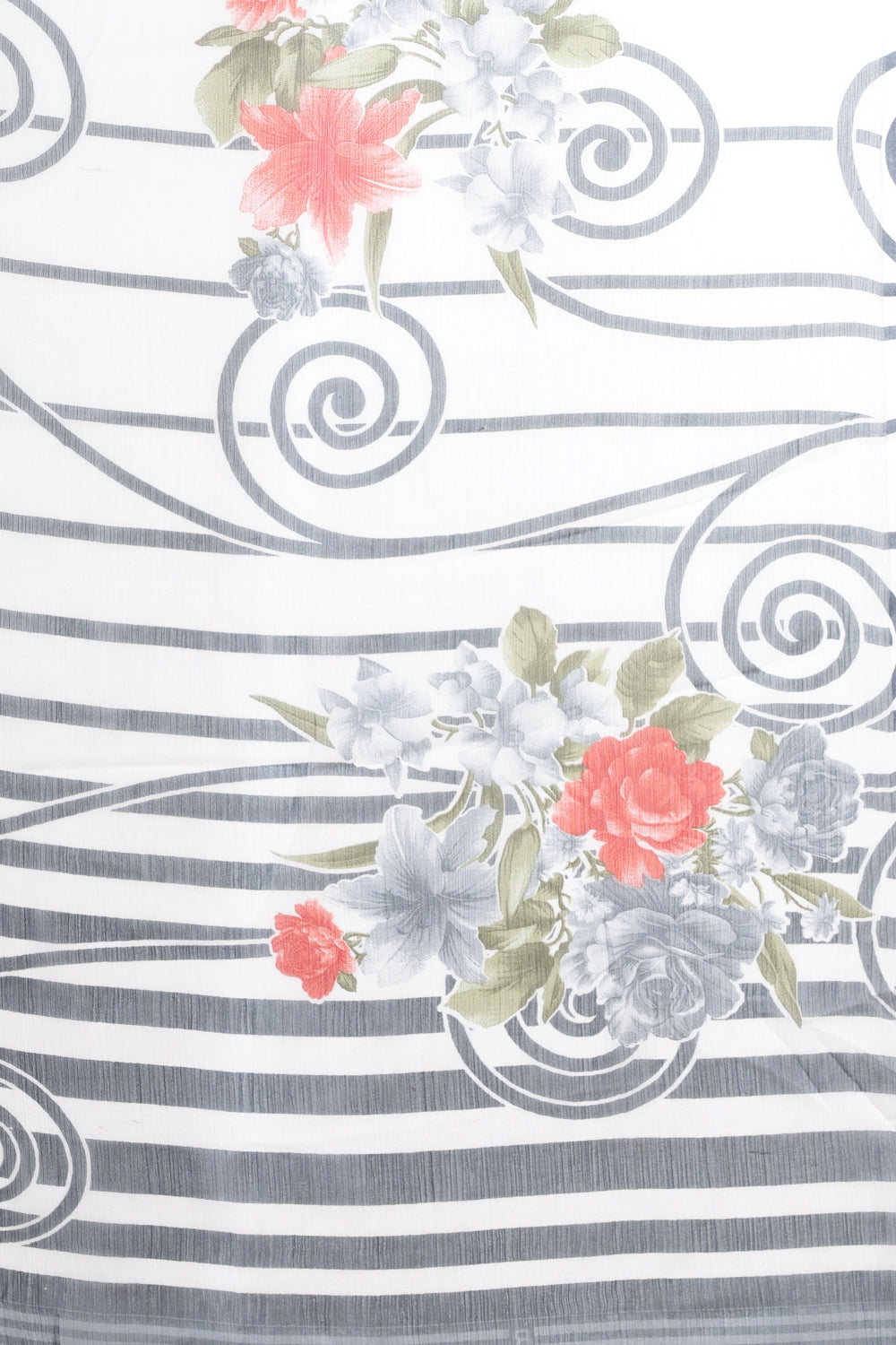 White Georgette Floral Printed Saree