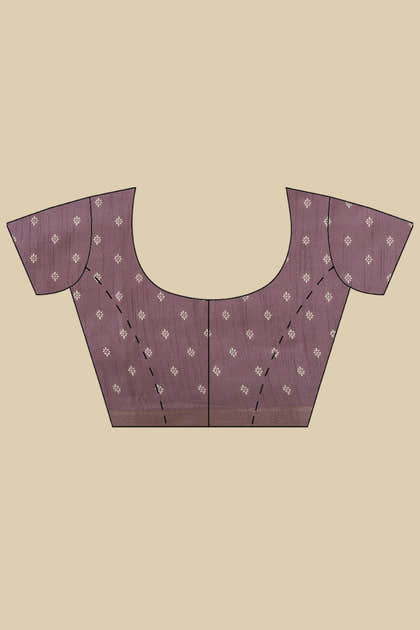 Purple Color Cotton Silk Boota Printed And Zari Woven Saree