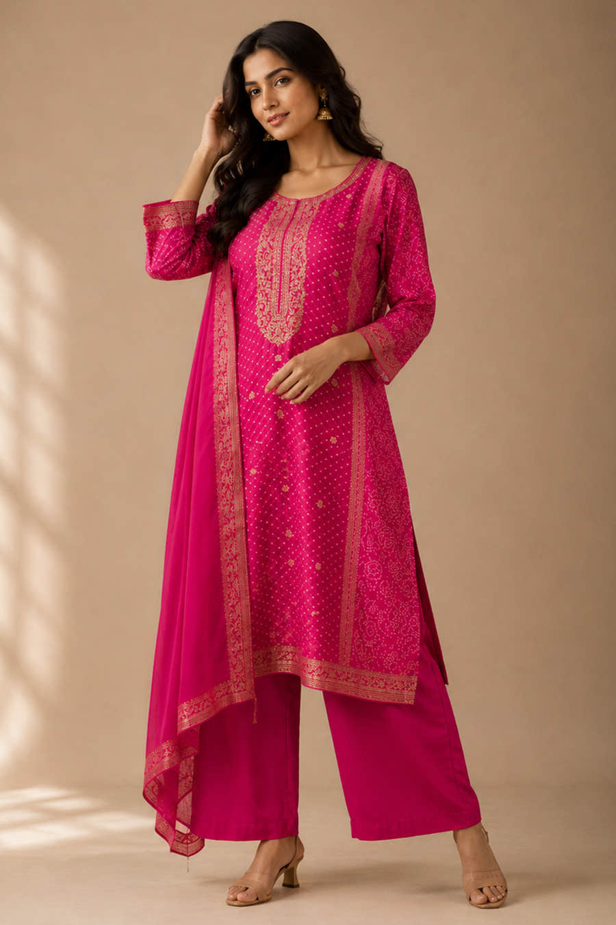 Rani Zari Woven And Printed Silk Suit Set