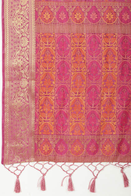 Mauve Color Tussar Woven Silk Saree