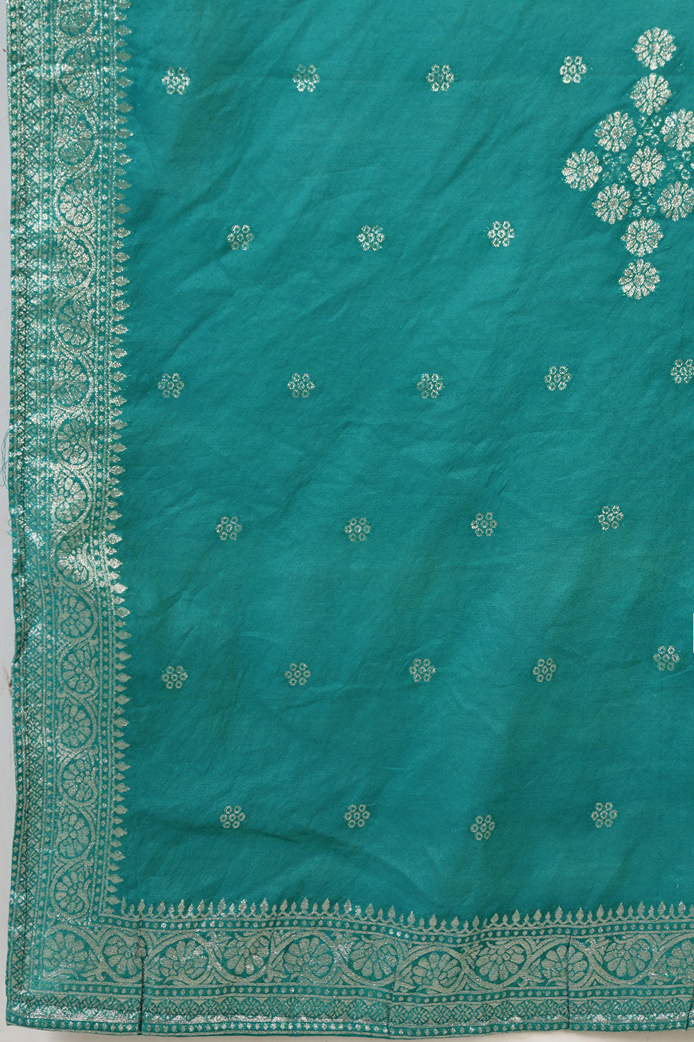 Teal Silk Embroidered Suit Set