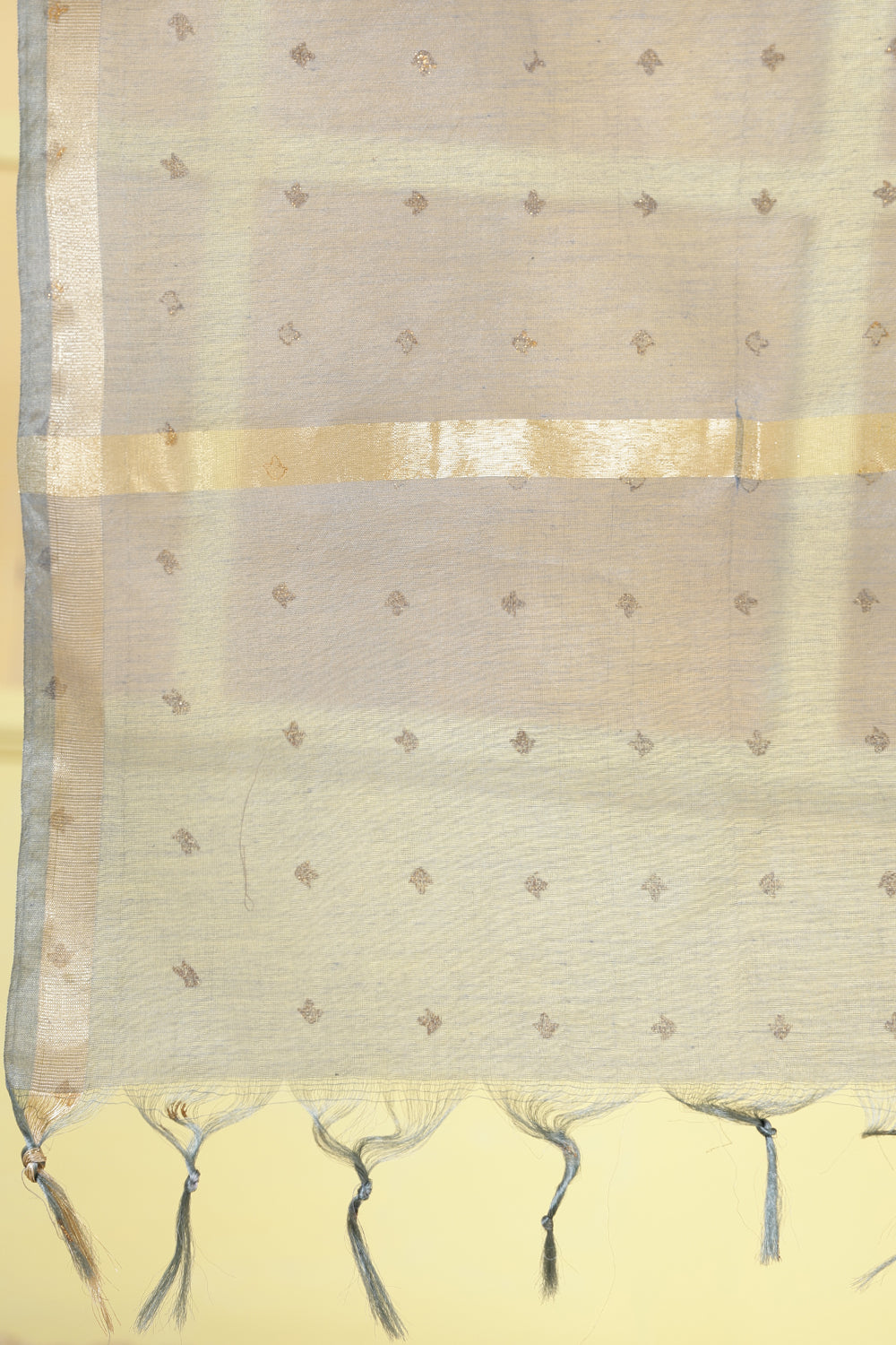 Mustard Chanderi Cotton Resham Embroidered Suit