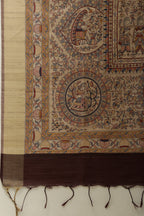 Wine Color Cotton Silk Madhubani Print Saree