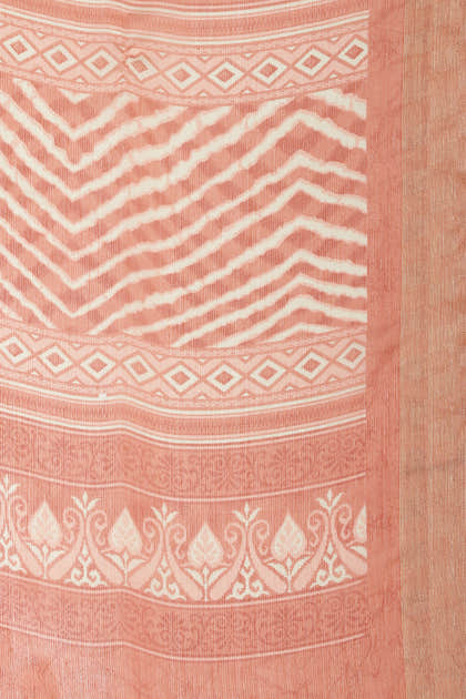 Orange Color Chiffon Leheriya Printed Saree