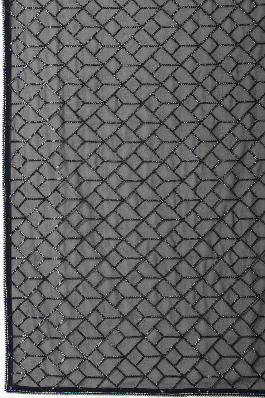 Navy Georgette Sequins Embroidered Saree With Stone Work Readymade Blouse