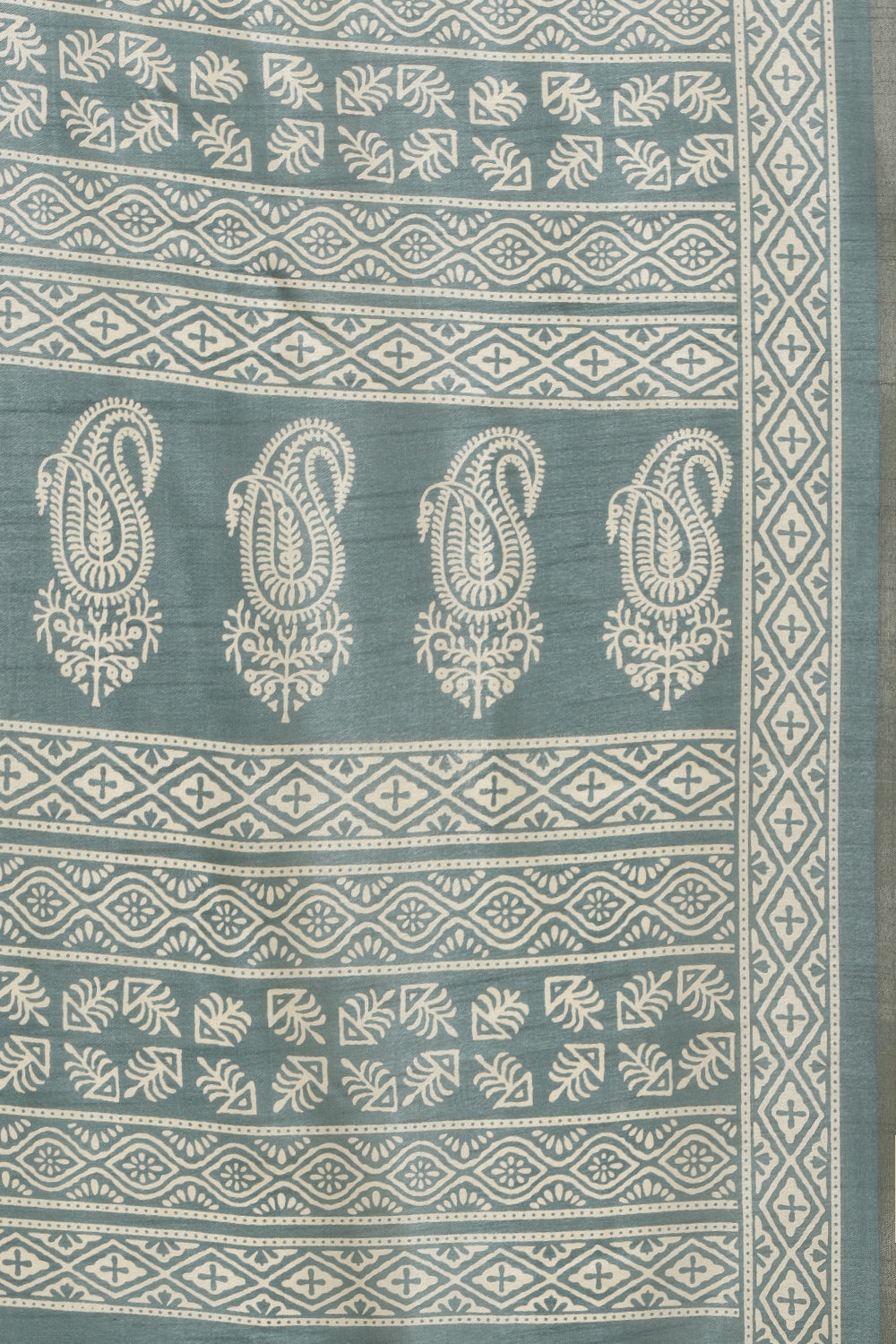 Firozi Color Cotton Silk Boota Printed And Zari Woven Saree