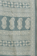 Firozi Color Cotton Silk Boota Printed And Zari Woven Saree