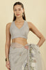 Grey Kota Cotton Floral Resham Embroidered And Zari Woven Saree