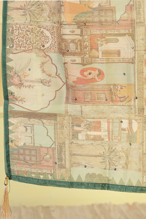 Green Chanderi Neck-Embroidered Straight Suit