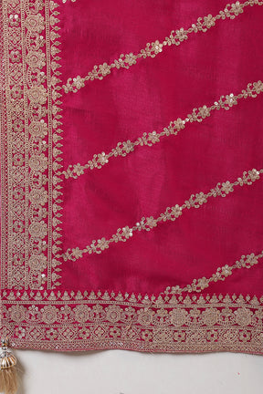 Rani Zari Embroidered Silk Suit With Parsi Salwar