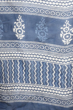 Indigo Blue Block Printed Cotton Saree