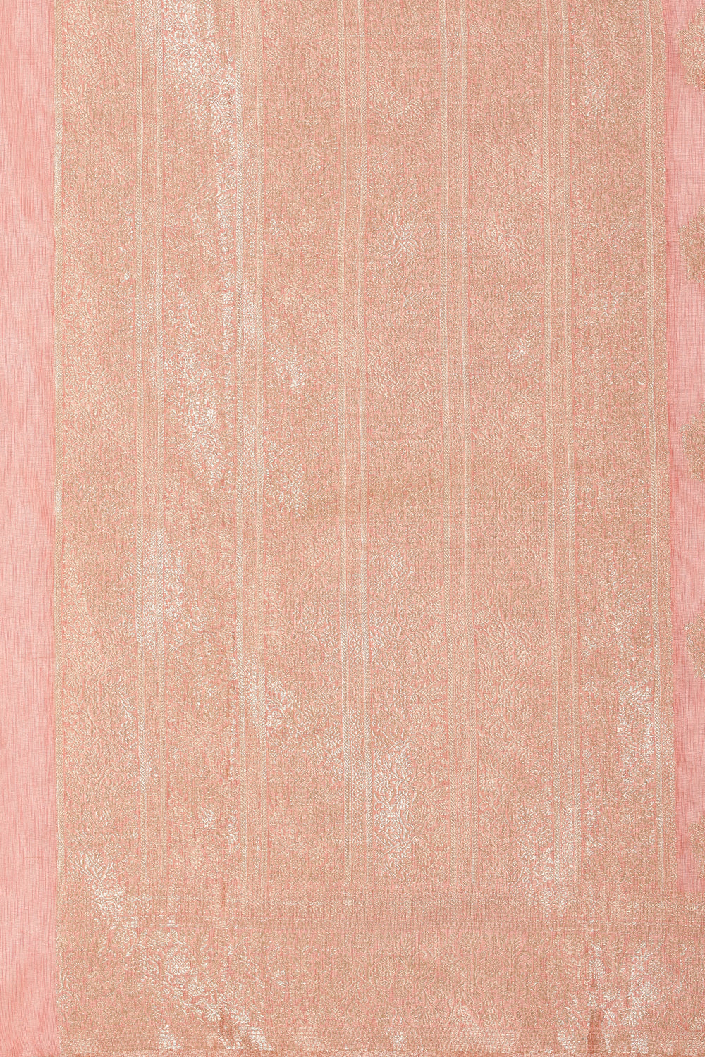 Peach Cotton Zari Woven Saree