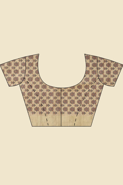 Brown Color Cotton Silk Madhubani Print Saree