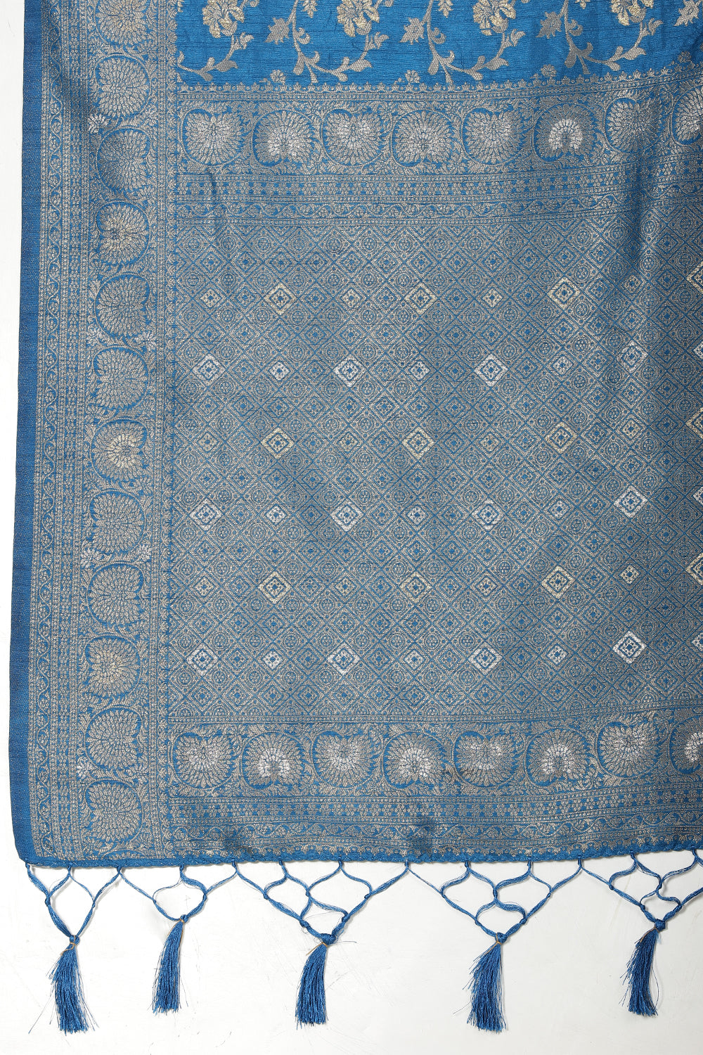 Flat Blue Colour Zari Woven South Silk Saree