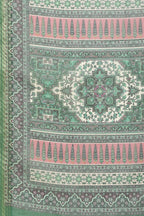 Green Ajrakh Block Printed Cotton Saree
