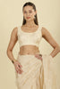 Cream Floral Resham Embroidered Cotton Saree