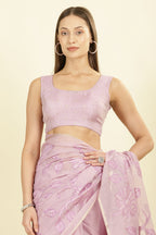 Lavender Cotton Floral Resham Embroidered Saree