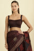 Wine Organza Cotton Printed Saree