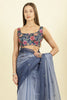 Ombre Navy Organza Saree With Mirror Work