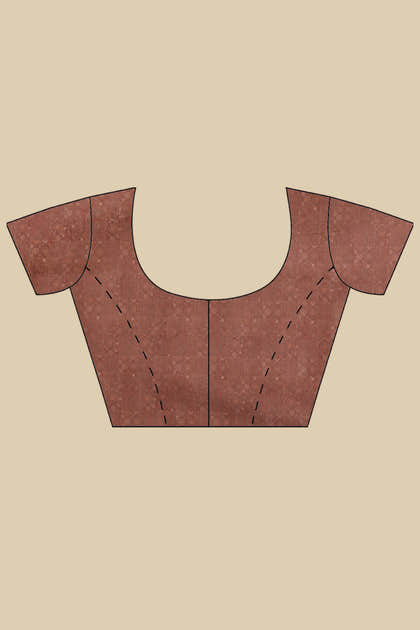 Brown Cotton Silk Printed Saree