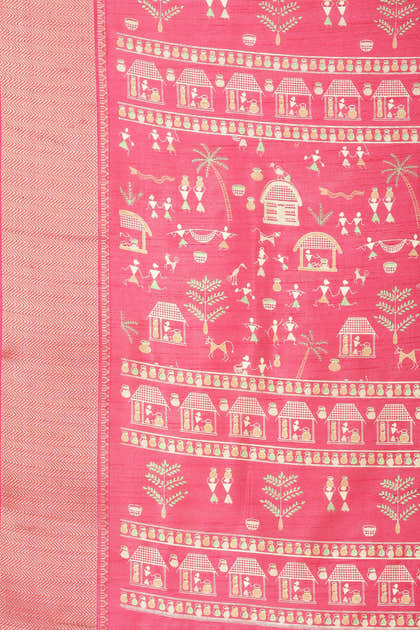 Raspberry Cotton Silk Printed Saree