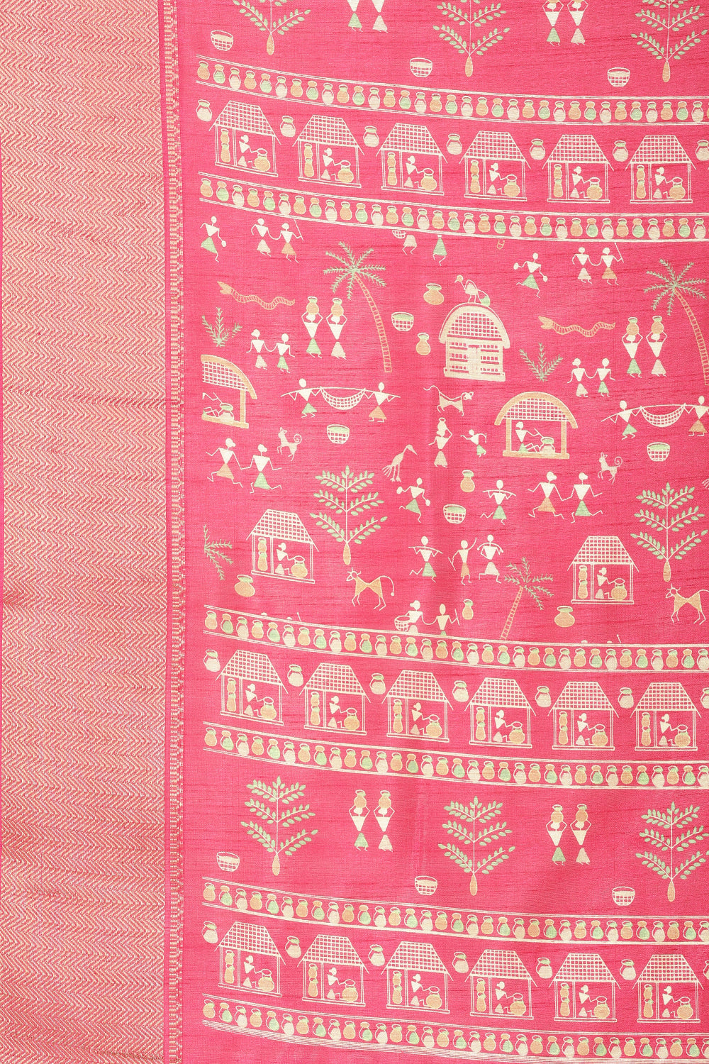 Raspberry Cotton Silk Printed Saree