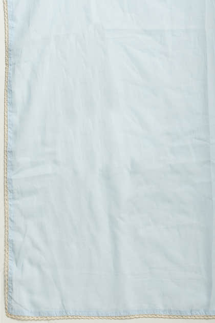Light Blue Cotton Resham Floral Embroidered Anarkali Suit Set