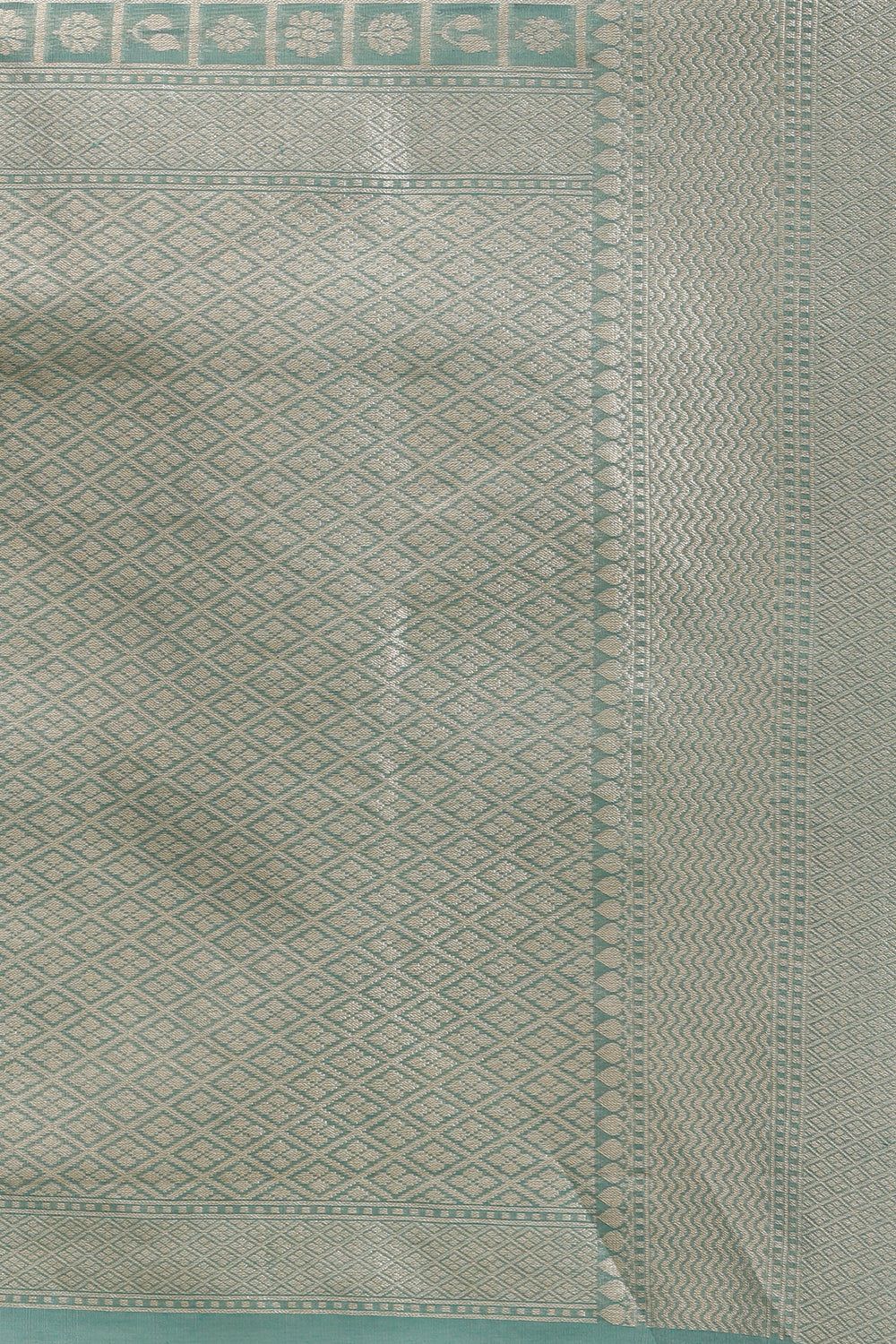 Turquoise Chanderi Silk Zari Weaving Saree