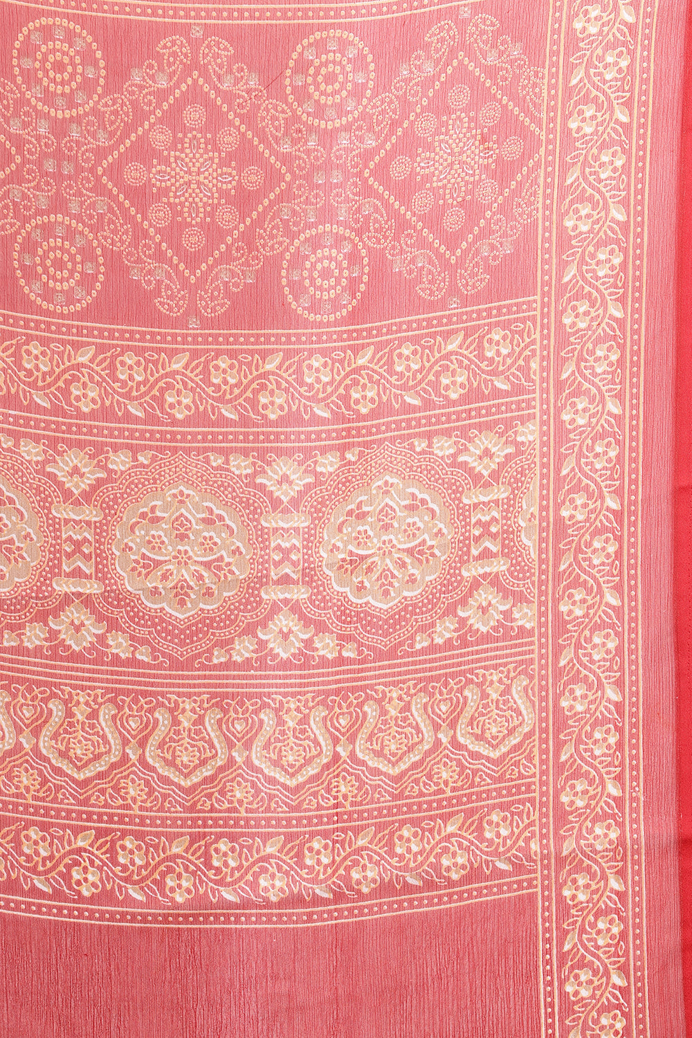 Red Georgette Bandhani Printed Saree