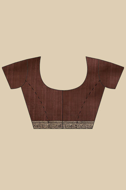 Brown Cotton Silk Floral Boota Printed Saree