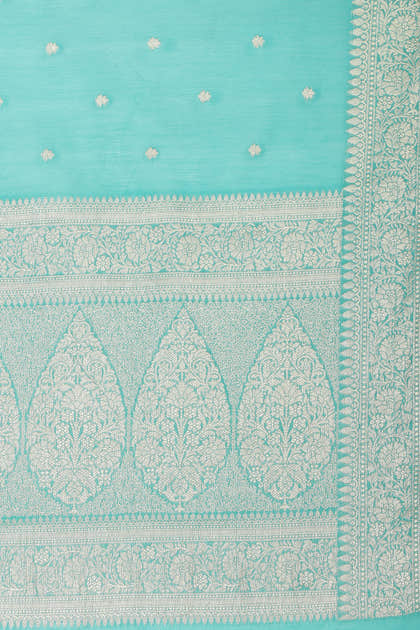 Teal Zari Woven Cotton Silk Saree