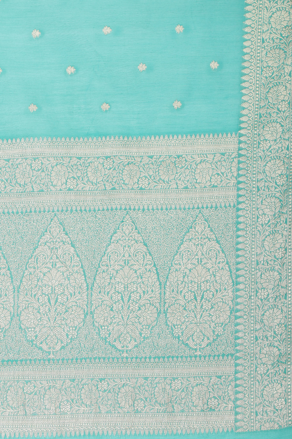 Teal Zari Woven Cotton Silk Saree