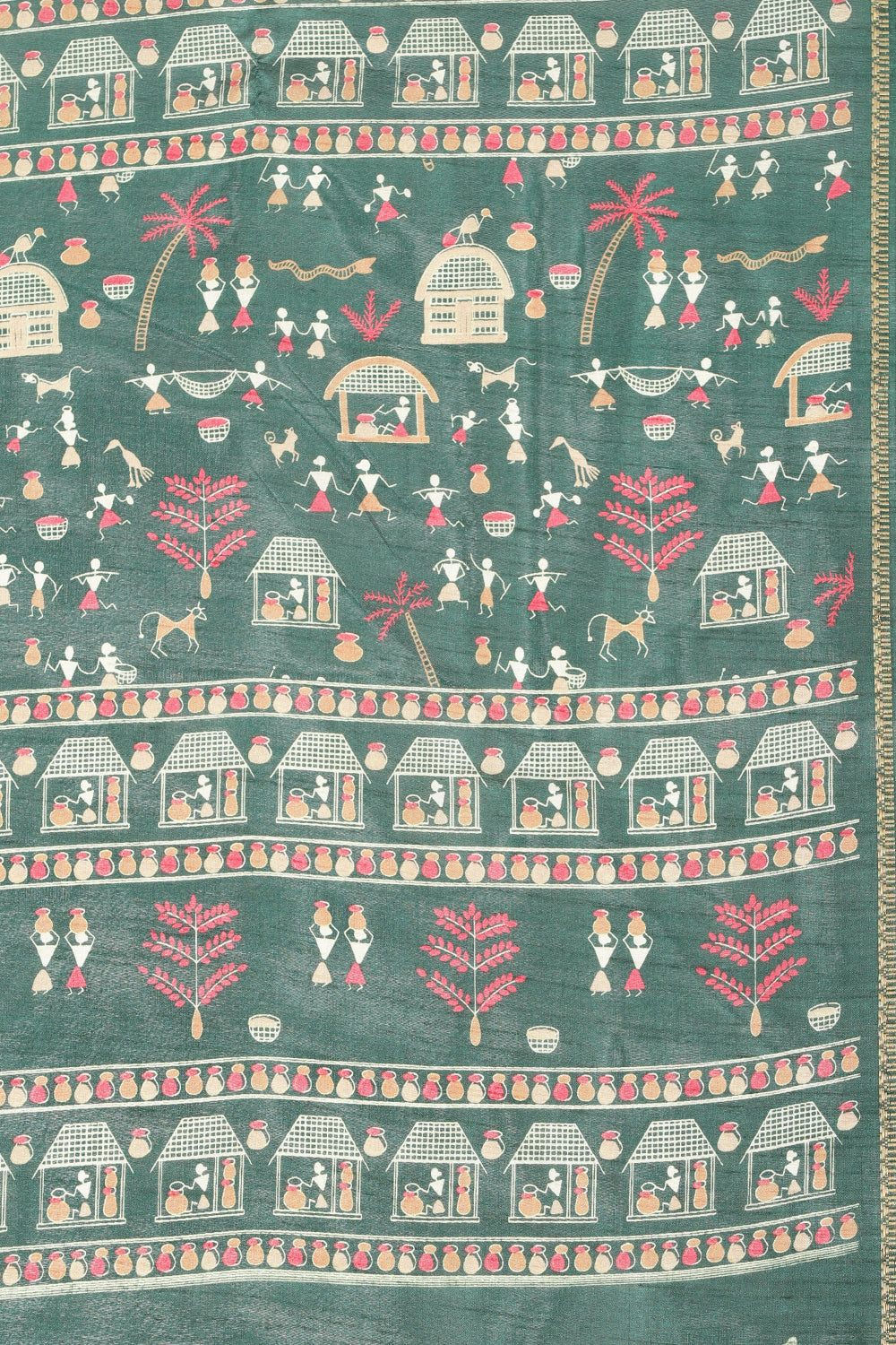 Green Cotton Silk Printed Saree