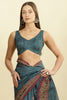 Blue Organza Cotton Bandhani Block Printed Saree