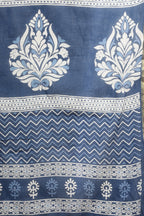 Indigo Blue Cotton Block Printed Saree