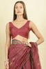 Maroon Organza Cotton Bandhani Block Printed Saree