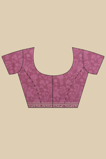 Purple Kota Cotton Floral Jaal Printed Saree