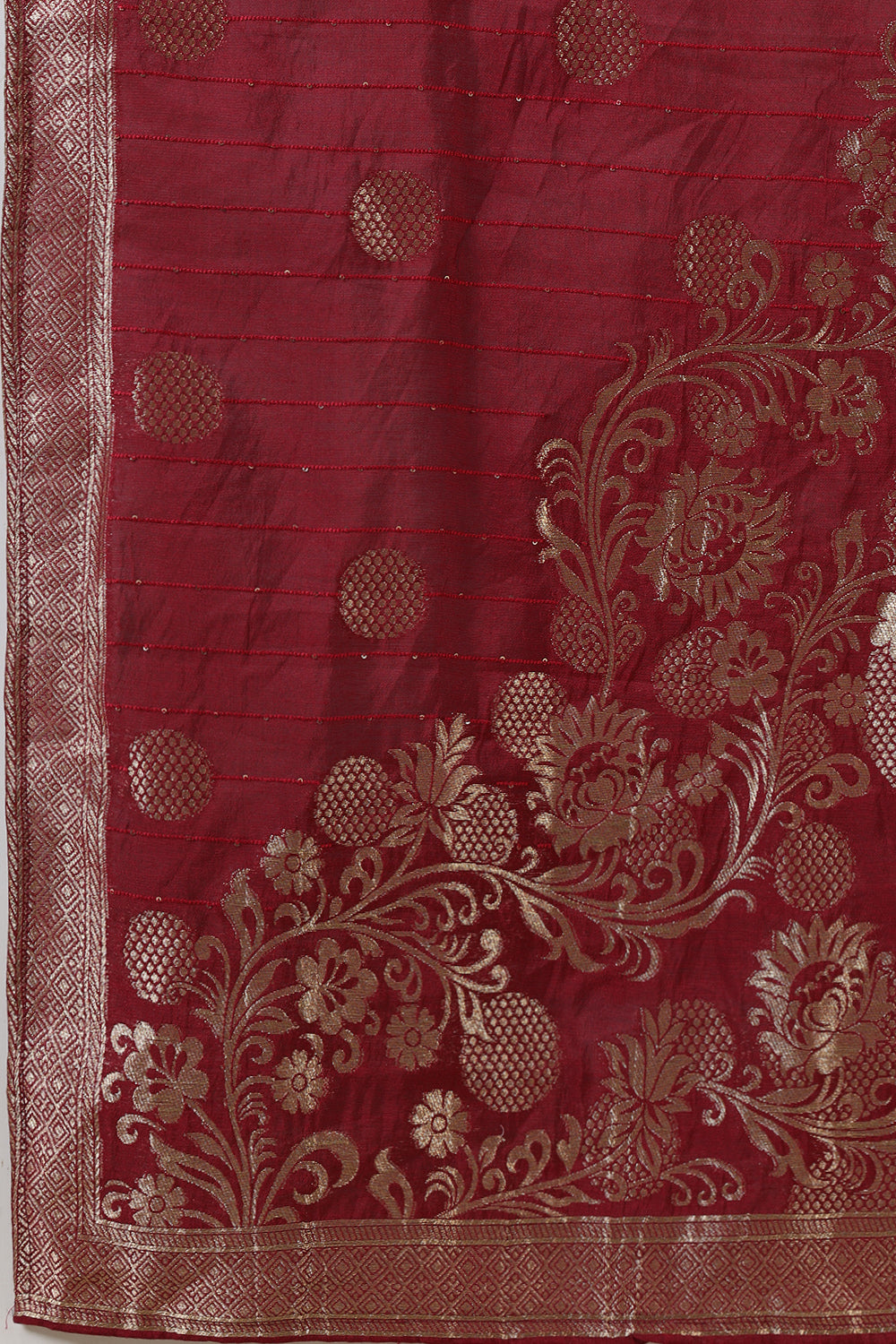 Maroon Color Silk Neck Embroidered Suit Set