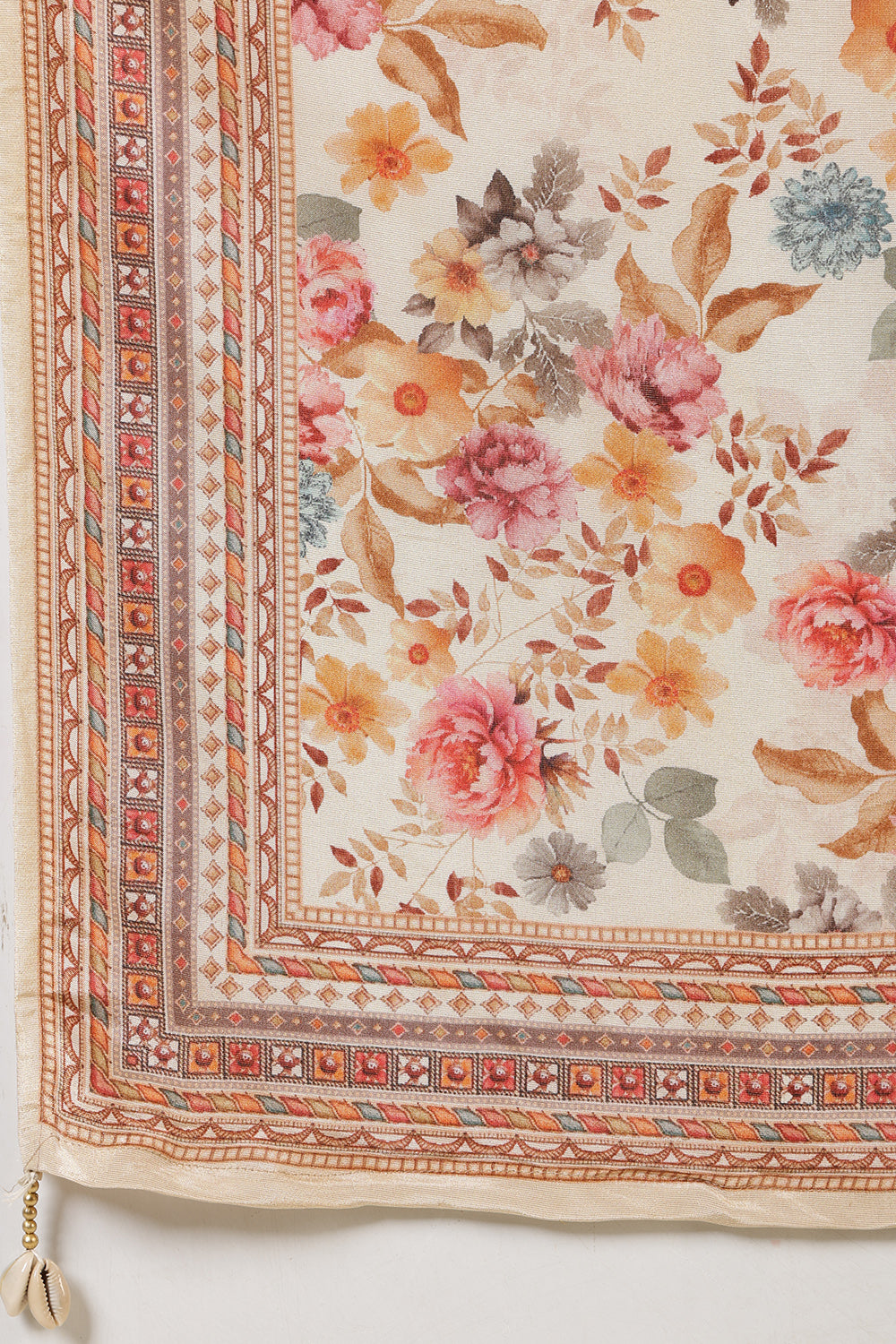 Tussar Color Shimmer Tissue Printed & Embroidered Suit Set