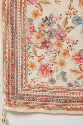 Tussar Color Shimmer Tissue Printed & Embroidered Suit Set