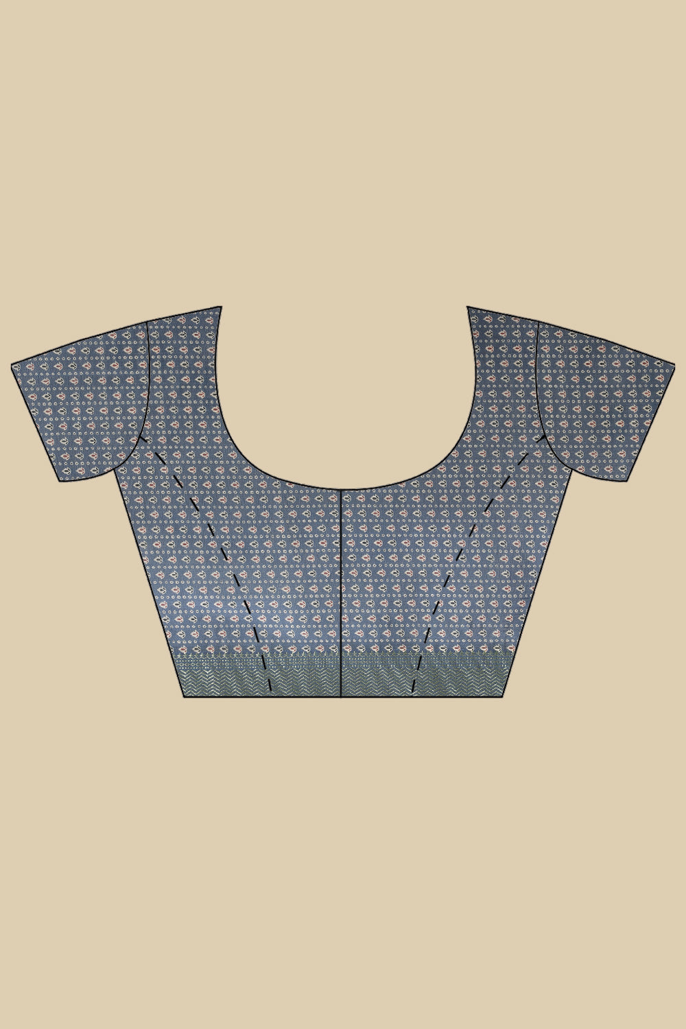 Blue Ajrakh Block Printed Cotton Saree