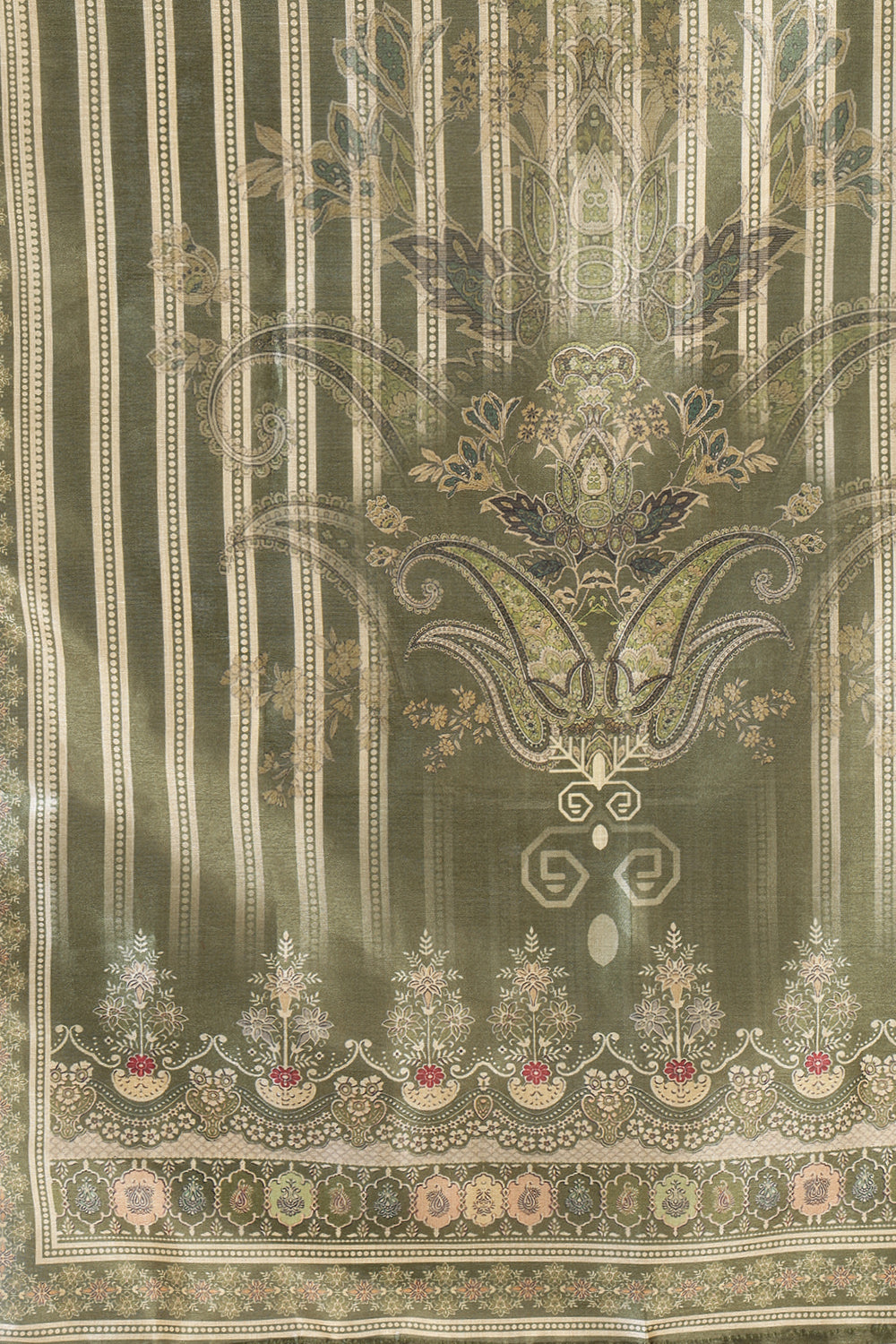 Green Color Chanderi Silk Printed Straight Suit