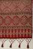 Maroon Cotton Silk Ajrakh Block Printed Saree