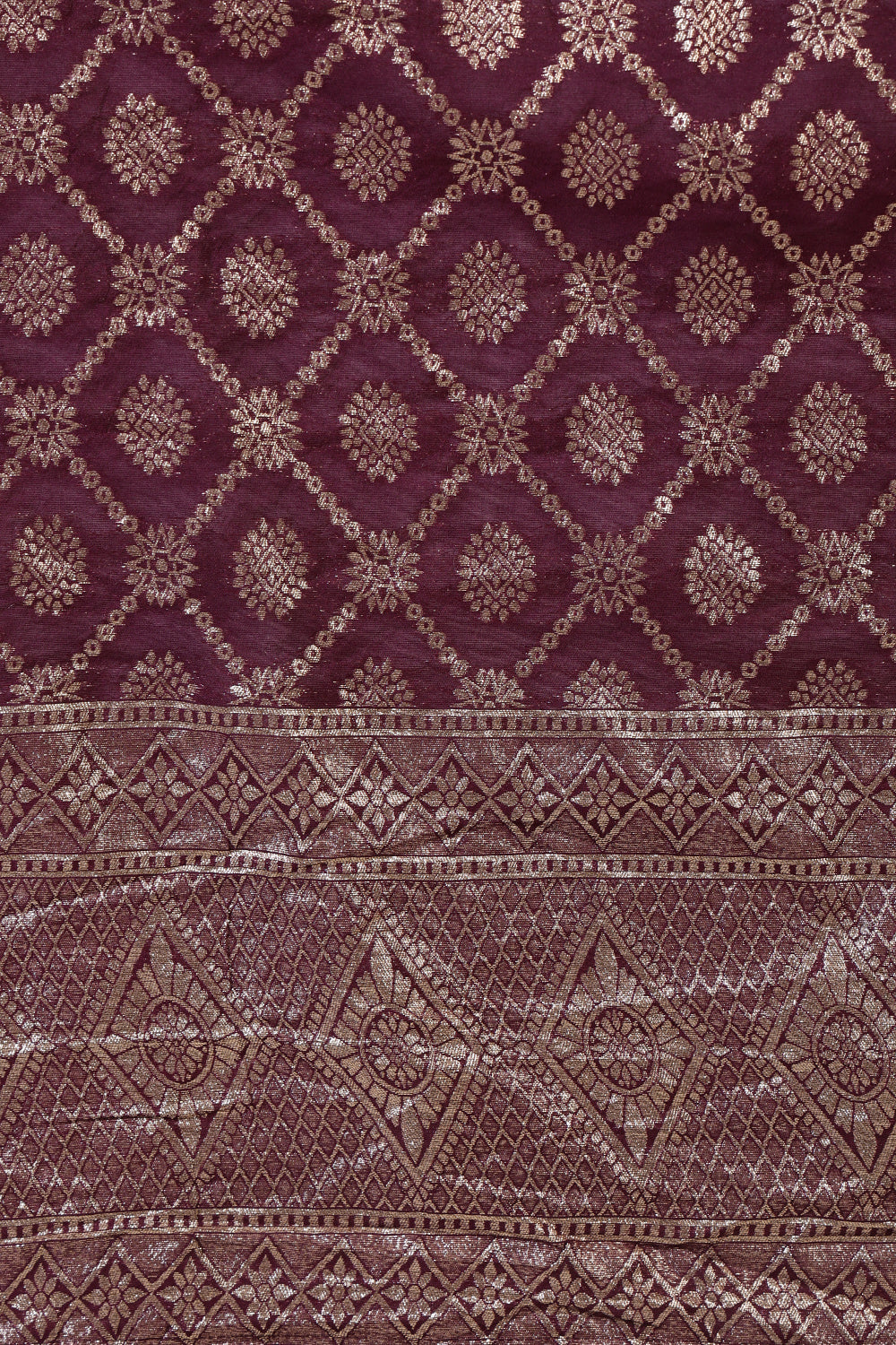 Wine Color Silk Neck Embroidered Suit Set