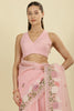 Pink Kota Cotton Floral Resham Embroidered And Zari Woven Saree